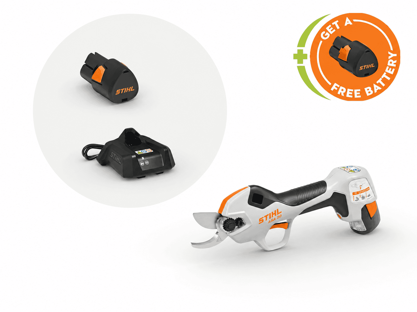 STIHL ASA20 Effortless Cordless Secateurs Set (Inc. battery & charger) – AS System